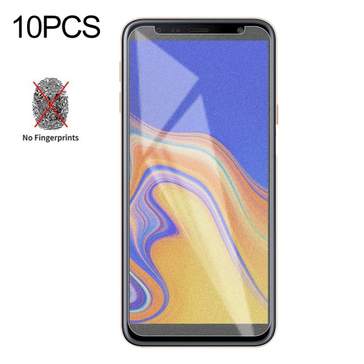10 PCS Non-Full Matte Frosted Tempered Glass Film for Galaxy J4+ / J6+, For Galaxy J4+ / J6+