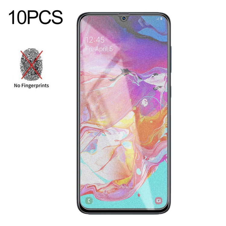 10 PCS Non-Full Matte Frosted Tempered Glass Film for Galaxy A70, For Galaxy A70