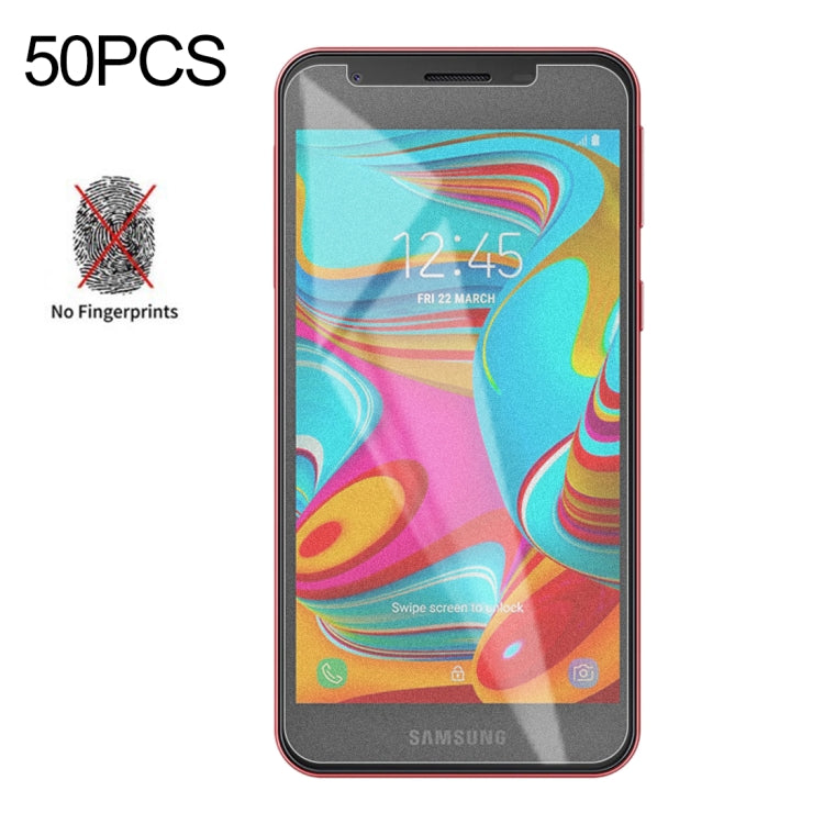 50 PCS Non-Full Matte Frosted Tempered Glass Film for Galaxy A2 Core, No Retail Package, For Galaxy A2 Core (50 PCS)