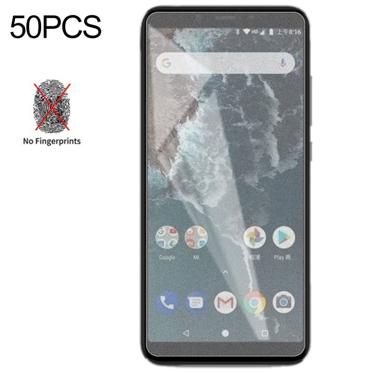 50 PCS Non-Full Matte Frosted Tempered Glass Film for Xiaomi Mi 6X / A2, No Retail Package
