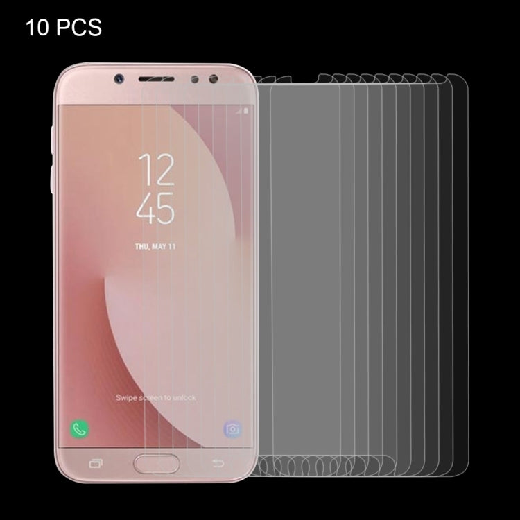 Lot de 10 films en verre trempé antidéflagrants pour Galaxy J7 (2017) (version américaine) 0,3 mm, dureté 9H, 2,5D, non plein écran, pour Galaxy J7 (2017) (version américaine) (10 pièces)