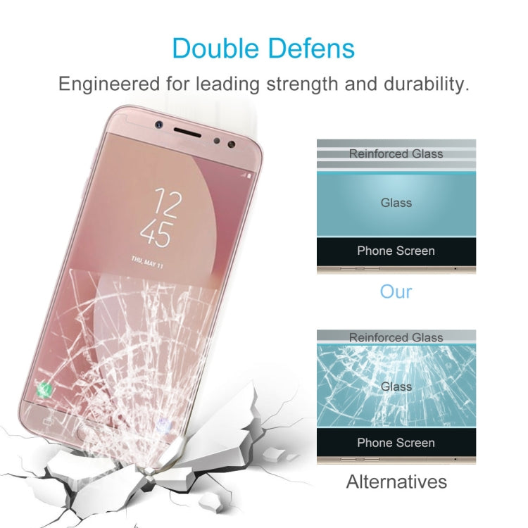 Lot de 10 films en verre trempé antidéflagrants pour Galaxy J7 (2017) (version américaine) 0,3 mm, dureté 9H, 2,5D, non plein écran, pour Galaxy J7 (2017) (version américaine) (10 pièces)