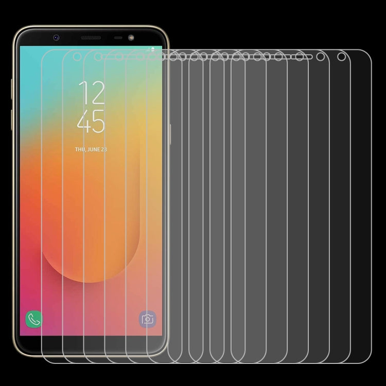 Lot de 50 films en verre trempé 9H 2,5D (0,26 mm) pour Galaxy J8+, sans emballage de vente au détail (50 pièces)