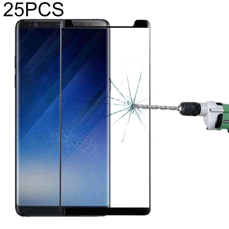 Lot de 25 films de protection d'écran en verre trempé incurvé 3D pour Galaxy Note 8, entièrement adhésifs