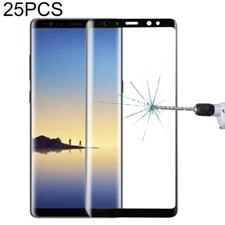 Lot de 25 films de protection d'écran en verre trempé incurvé 3D pour Galaxy Note 8, dureté 9H, 0,3 mm, plein écran, pour Galaxy Note 8 (25 pièces), pour Galaxy Note 8, pour Galaxy Note 8, sérigraphie
