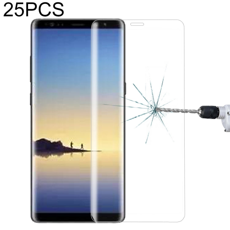 Lot de 25 films de protection d'écran en verre trempé incurvé 3D pour Galaxy Note 8, dureté 9H, 0,3 mm, plein écran, pour Galaxy Note 8 (25 pièces), pour Galaxy Note 8, pour Galaxy Note 8, sérigraphie