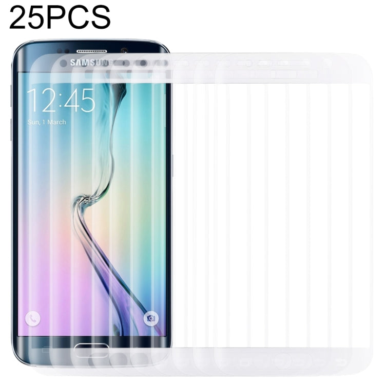 Lot de 25 films de protection en verre trempé antidéflagrants pour Galaxy S6 Edge, 0,3 mm, dureté 9H, incurvés 3D, plein écran