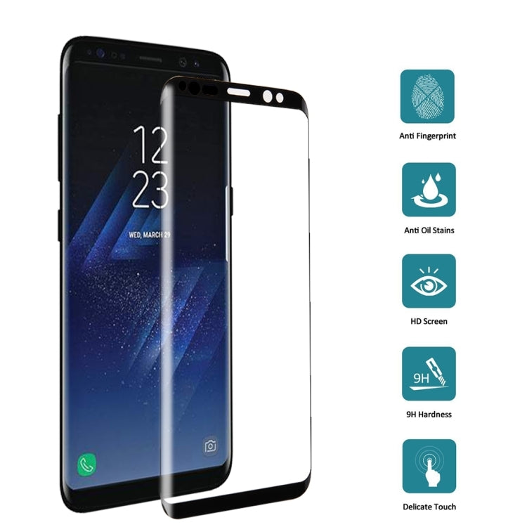Lot de 25 films de protection d'écran en verre trempé 3D incurvé pour Galaxy S8/G950, dureté 9H, 0,26 mm (noir)