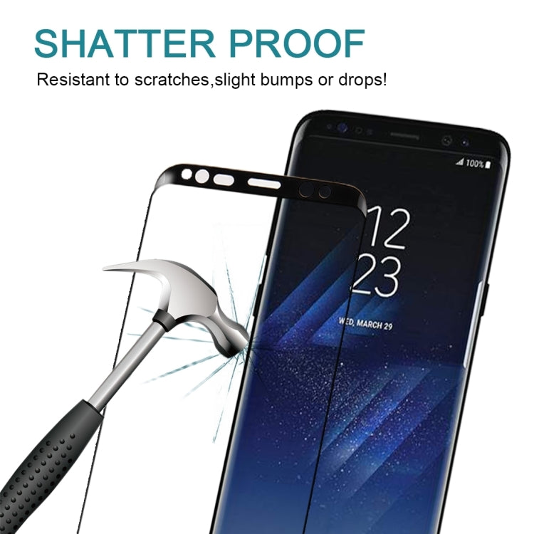 Lot de 25 films de protection d'écran en verre trempé 3D incurvé pour Galaxy S8/G950, dureté 9H, 0,26 mm (noir)
