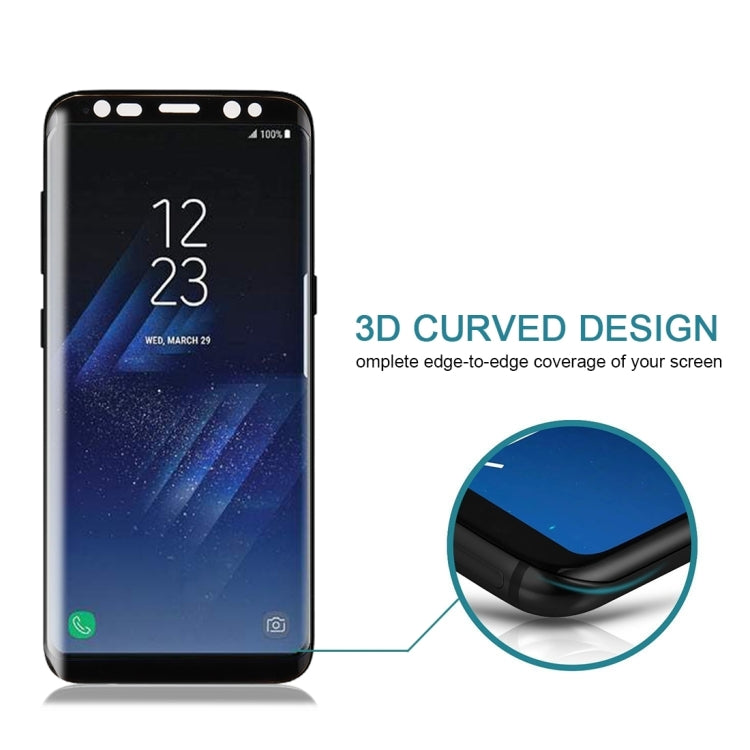 Lot de 25 films de protection d'écran en verre trempé 3D incurvé pour Galaxy S8/G950, dureté 9H, 0,26 mm (noir)