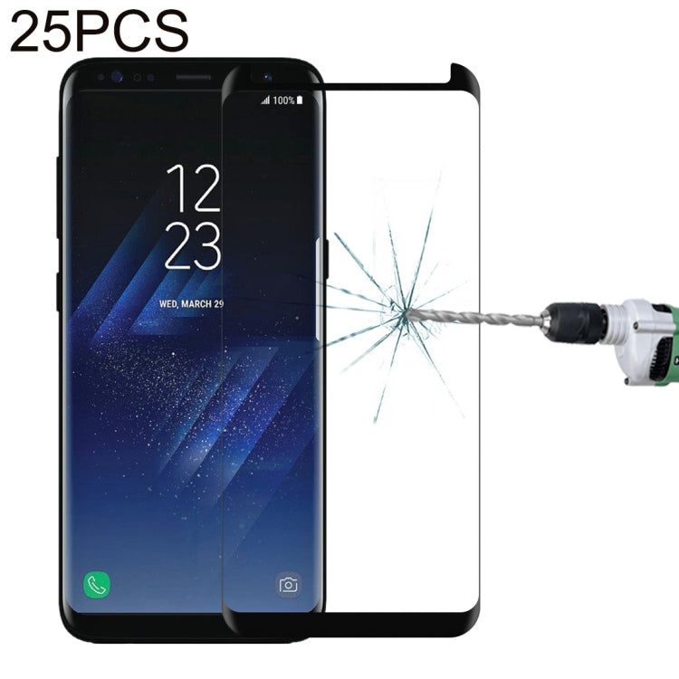 Lot de 25 films en verre trempé pour Galaxy S8 Plus / G955, 0,26 mm, dureté 9H, 3D, antidéflagrant, sans colle sur les bords, incurvés, compatibles avec les coques