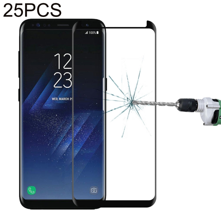 Lot de 25 films en verre trempé pour Galaxy S8 Plus / G955, 0,26 mm, dureté 9H, 3D, antidéflagrant, sans colle sur les bords, incurvés, compatibles avec les coques