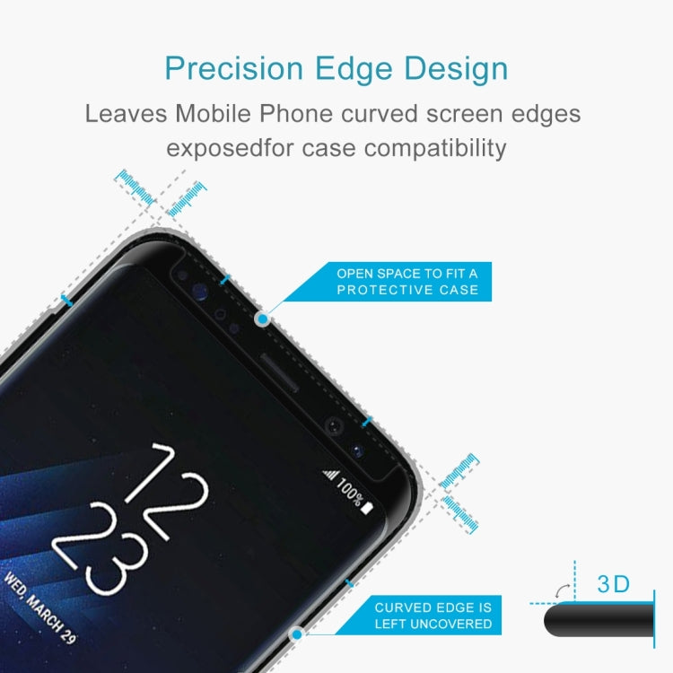 Lot de 25 films en verre trempé pour Galaxy S8 Plus / G955, 0,26 mm, dureté 9H, 3D, antidéflagrant, sans colle sur les bords, incurvés, compatibles avec les coques