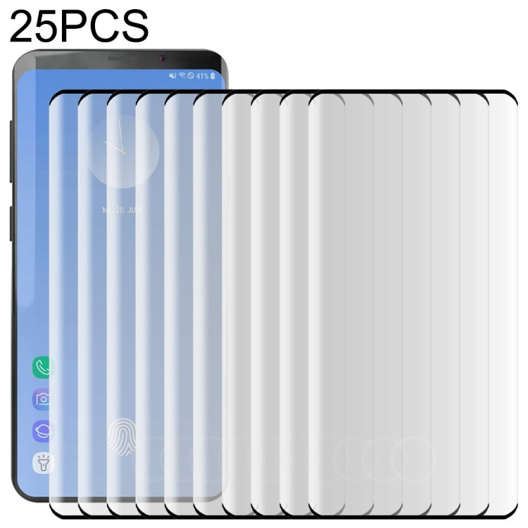Lot de 25 films en verre trempé 3D 9H pour Galaxy S10 Plus (0,3 mm), compatible avec le déverrouillage par empreinte digitale (25 pièces)
