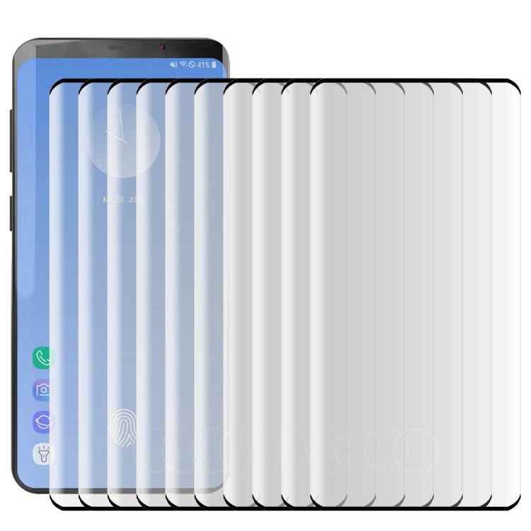 Lot de 25 films en verre trempé 3D 0,3 mm 9H pour Galaxy S10, déverrouillage par empreinte digitale (25 pièces)
