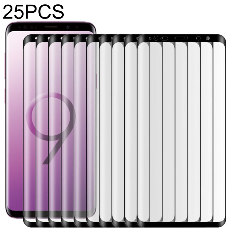 Lot de 25 films en verre trempé 3D pour Galaxy Note 9, dureté 9H, 0,3 mm, bords incurvés, plein écran