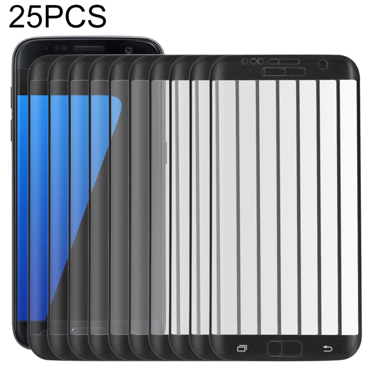 Lot de 25 films de protection en verre trempé 3D antidéflagrants pour Galaxy S7 Edge / G935, dureté 9H, 0,26 mm, colorisés, plein écran