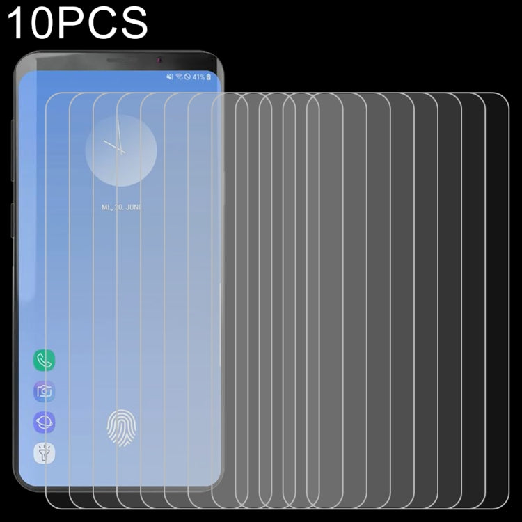 Lot de 10 films en verre trempé antidéflagrants 9H 2,5D (0,26 mm) pour Galaxy S10+ (déverrouillage par empreinte digitale non pris en charge).