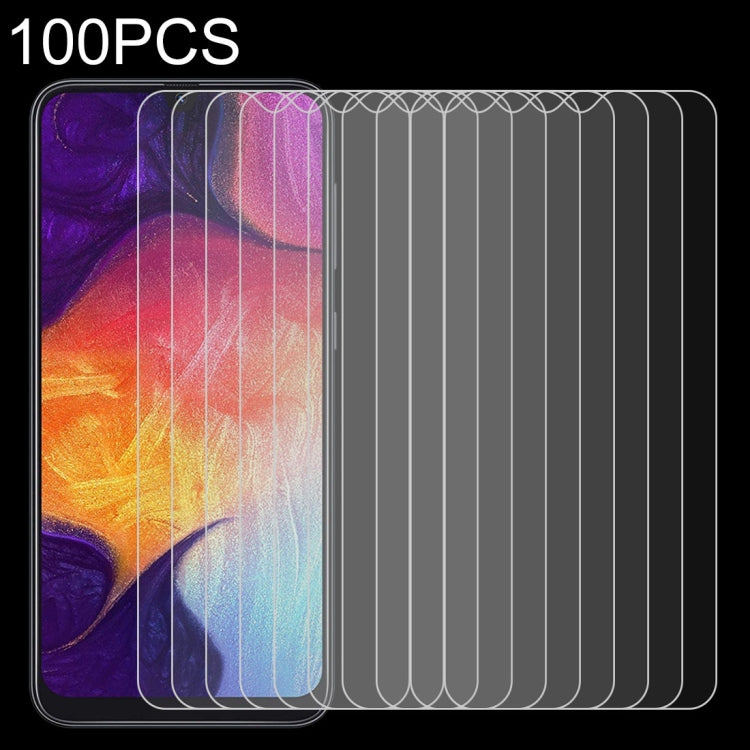 Lot de 100 films en verre trempé 9H 2,5D (0,26 mm) pour Galaxy A50
