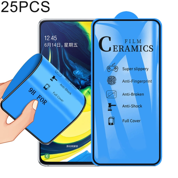 Lot de 25 films céramiques 2,5D à couverture intégrale pour Samsung Galaxy A80 / A90 / X652 (25 pièces)