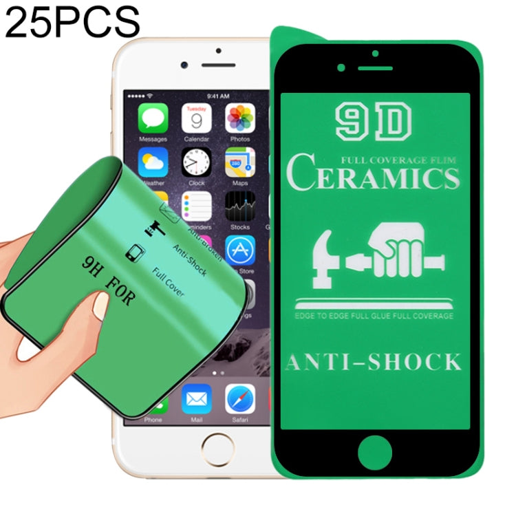 25 PCS 2.5D Full Glue Full Cover Ceramics Film for iPhone 6, For iPhone 6 (Black)(25 PCS)
