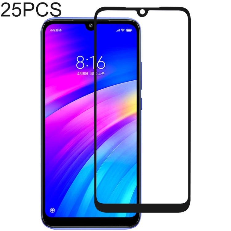 25 PCS Full Glue Full Cover Screen Protector Tempered Glass film for Xiaomi Redmi 7