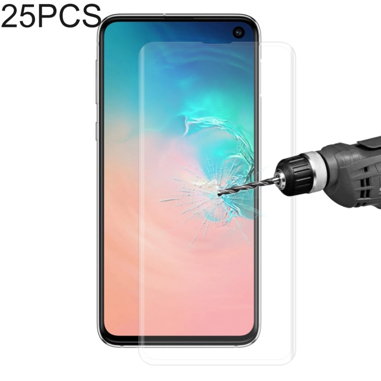 Lot de 25 films de protection en verre trempé 3D à bords incurvés pour Galaxy S10+ (25 pièces)