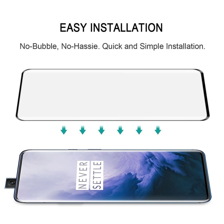 Lot de 25 films de protection en verre trempé 3D à bords incurvés pour OnePlus 7 Pro, noir, transparent, 25 pièces