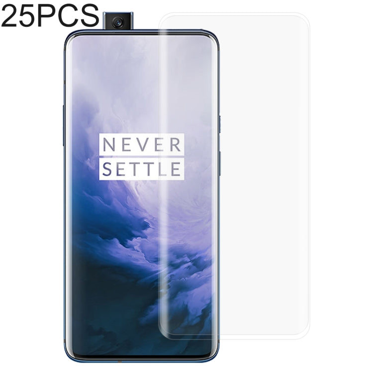 Lot de 25 films de protection en verre trempé 3D à bords incurvés pour OnePlus 7 Pro, noir, transparent, 25 pièces
