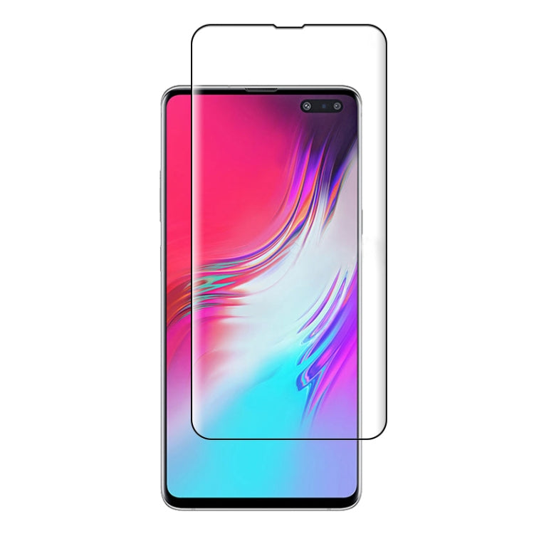 For Galaxy S10 5G  0.3mm 9H Surface Hardness 3D Curved Edge Glue Curved Full Screen Tempered Glass Film, Fingerprint Unlock Is Supported