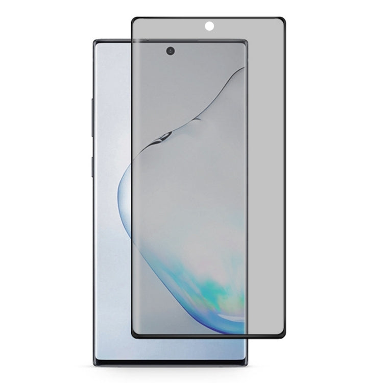 For Galaxy Note 10  0.3mm 9H Surface Hardness 3D Privacy Curved Edge Glue Curved Full Screen Tempered Glass Film, Fingerprint Unlock Is Not Supported