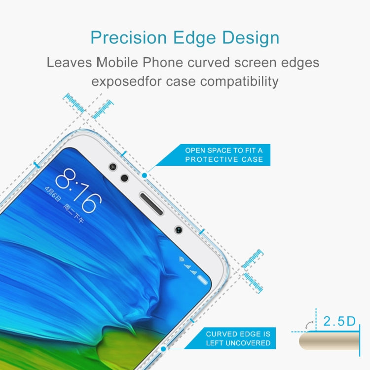 2 PCS for Xiaomi Redmi 5 Plus  0.26mm 9H Surface Hardness 2.5D Curved Edge Tempered Glass Screen Protector