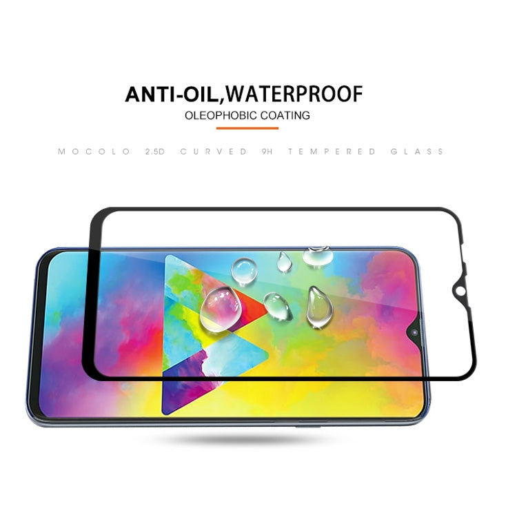 mocolo 0.33mm 9H 2.5D Full Glue Silk Print Tempered Glass Film for Galaxy M20, For Galaxy M20