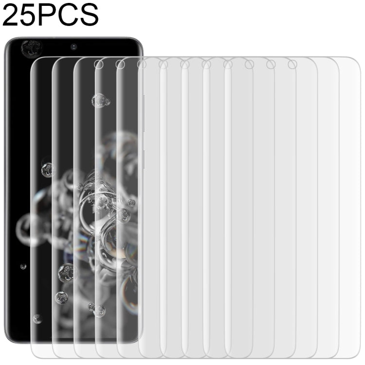 Lot de 25 films en verre trempé 9H HD 3D à bords incurvés pour Galaxy S20 Ultra (transparents)