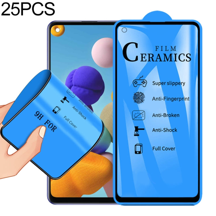 Lot de 25 films céramiques 2,5D à couverture intégrale pour Samsung Galaxy A21s (25 pièces)