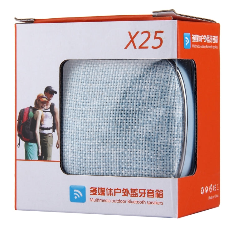 Enceinte stéréo Bluetooth portable X25 en tissu avec microphone intégré, prise en charge des appels mains libres, carte TF et entrée auxiliaire, distance Bluetooth : 10 m
