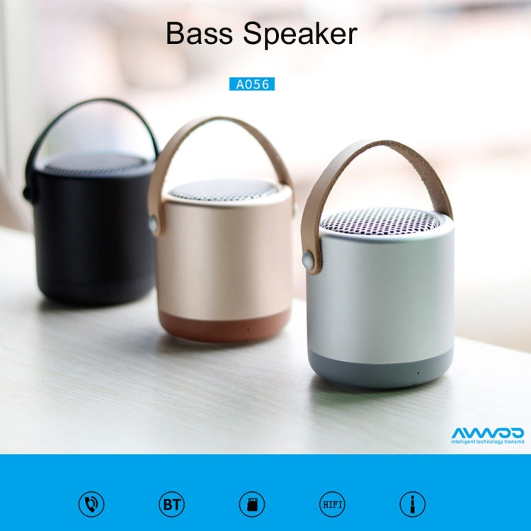 Enceinte Bluetooth V4.1 portable d'extérieur en métal A056 avec micro, prise en charge mains libres et entrée auxiliaire.