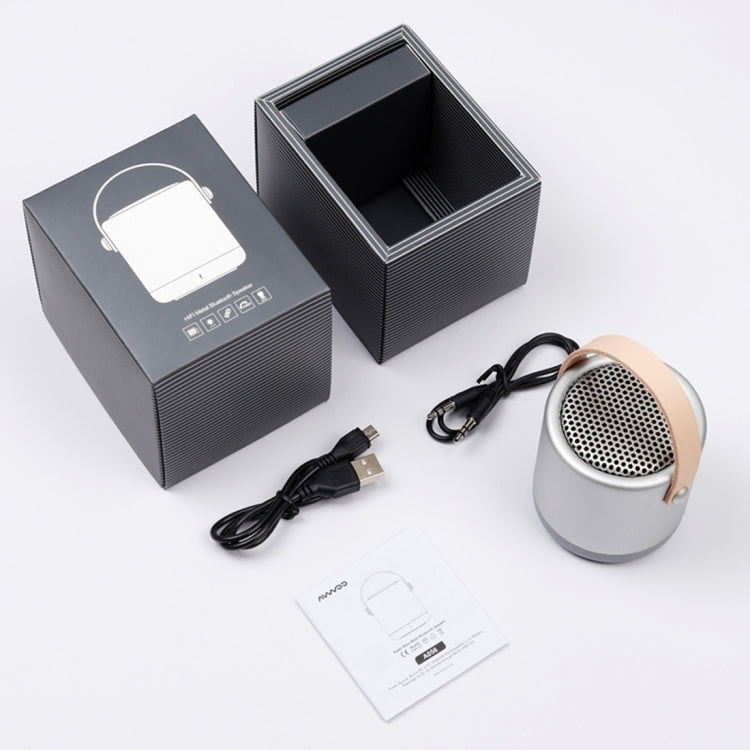 Enceinte Bluetooth V4.1 portable d'extérieur en métal A056 avec micro, prise en charge mains libres et entrée auxiliaire.