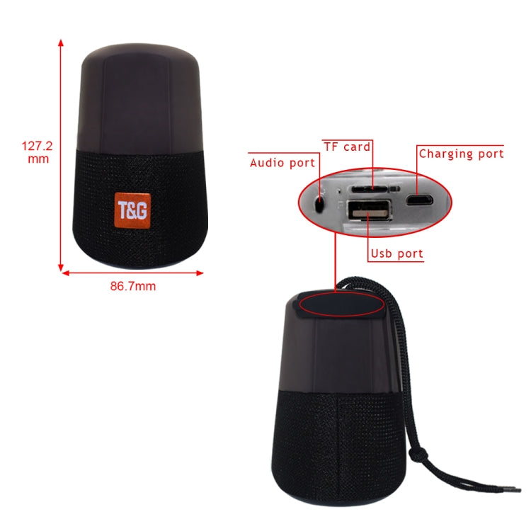 Enceinte stéréo portable sans fil Bluetooth V5.0 T&amp;G TG168 avec poignée, microphone intégré, lumière LED clignotante, carte TF, disque U, entrée auxiliaire et FM, TG168