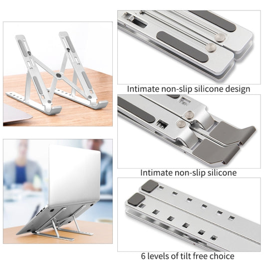 Lightweight aluminum alloy stand folded flat for travel desk bag portability