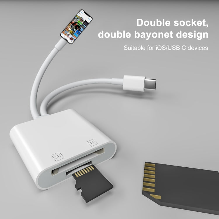 NK-101Y ST Pro 8 Pin + USB-C / Type-C to SD / TF Card Camera Adapter, NK-101Y ST Pro