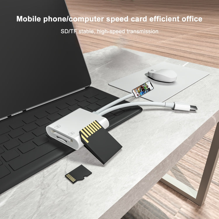 NK-101Y ST Pro 8 Pin + USB-C / Type-C to SD / TF Card Camera Adapter, NK-101Y ST Pro