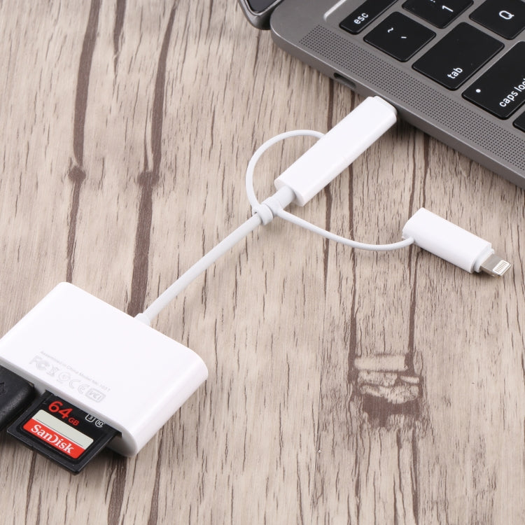 NK 103T 8 Pin + USB-C / Type-C + Micro USB to USB + SD / TF Card Camera Adapter, NK 103T