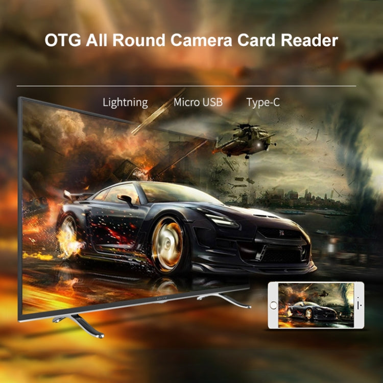 NK 103T 8 Pin + USB-C / Type-C + Micro USB to USB + SD / TF Card Camera Adapter, NK 103T