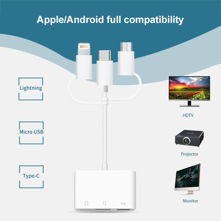 NK 103T 8 Pin + USB-C / Type-C + Micro USB to USB + SD / TF Card Camera Adapter, NK 103T