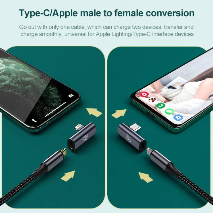 8 Pin Male to USB-C/Type-C Female Elbow Adapter, 8 Pin Male to USB-C/Type-C Female