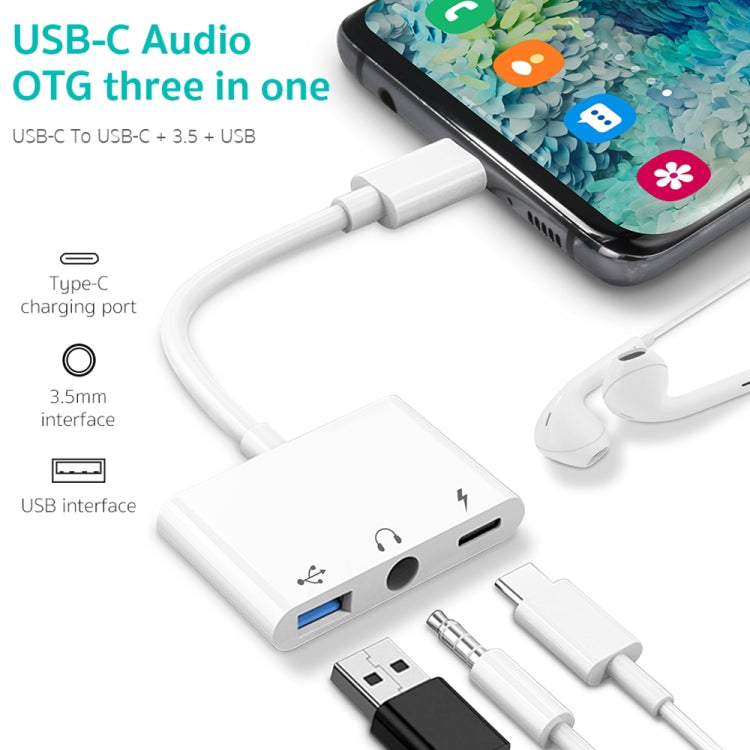 Adaptateur 3 en 1 USB-C / Type-C mâle vers Type-C + USB + OTG femelle 3,5 mm, adaptateur OTG 3 en 1