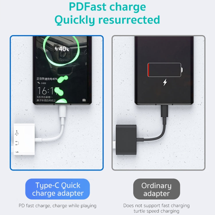 Adaptateur 3 en 1 USB-C / Type-C mâle vers Type-C + USB + OTG femelle 3,5 mm, adaptateur OTG 3 en 1