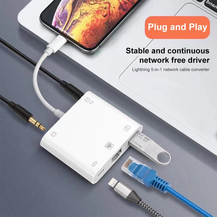 S-330 5 in 1 8 Pin Male to 8 Pin / USB3.0 / RJ45 / 3.5mm Female Adapter, S-330