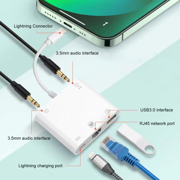S-330 5 in 1 8 Pin Male to 8 Pin / USB3.0 / RJ45 / 3.5mm Female Adapter, S-330